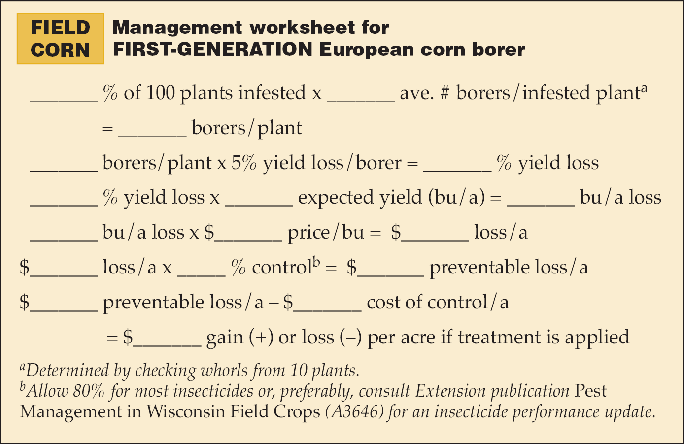 corn borer first gen worksheet