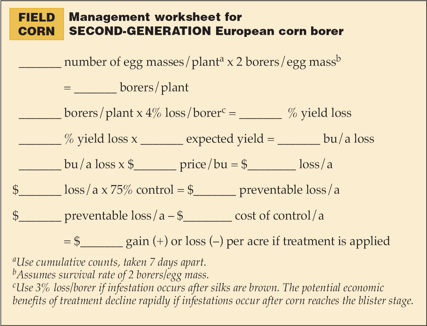corn borer second gen worksheet